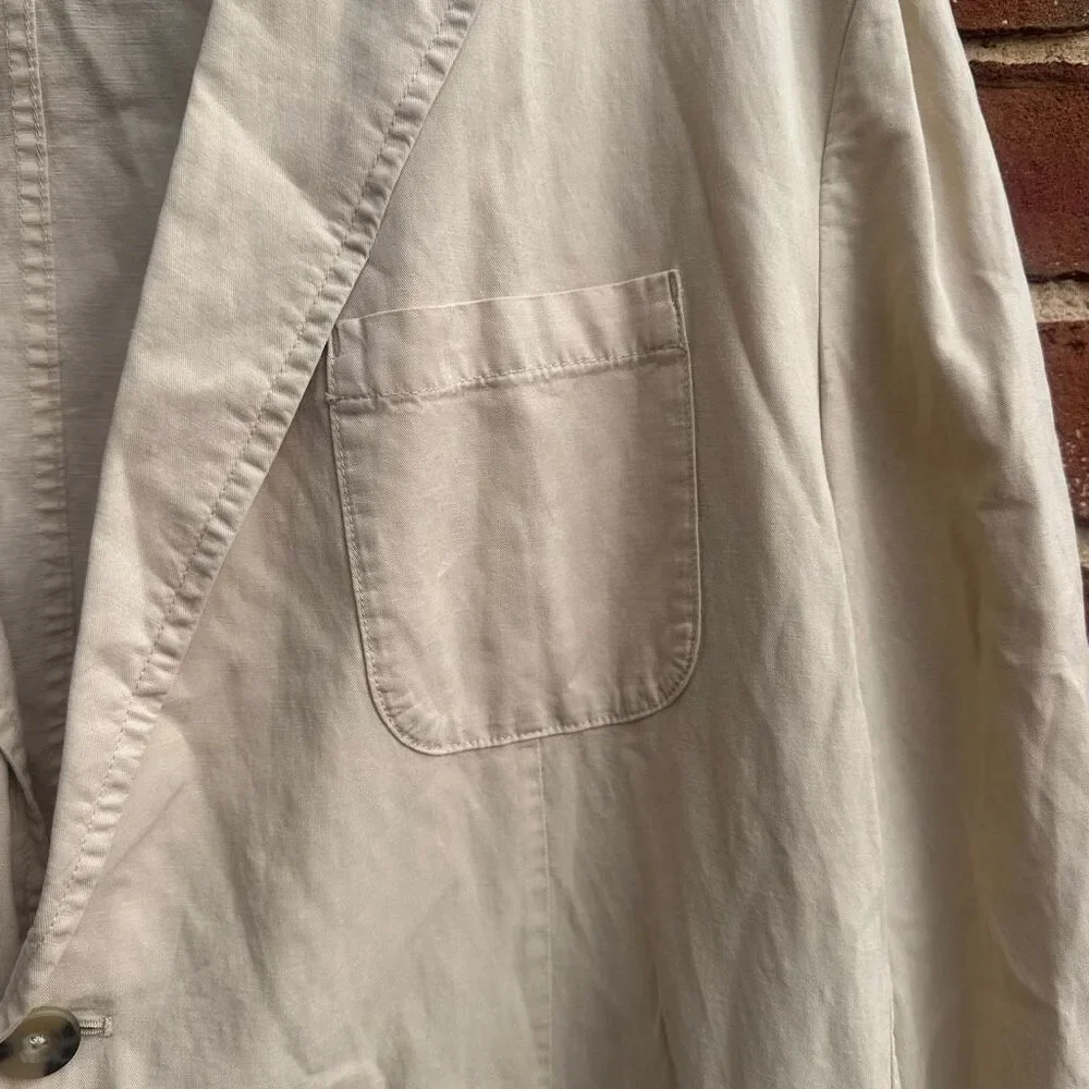 MNG by MANGO $250 Delave Smart Slim Fit Linen Lyocell Blazer Ecru Mens 46 NEW